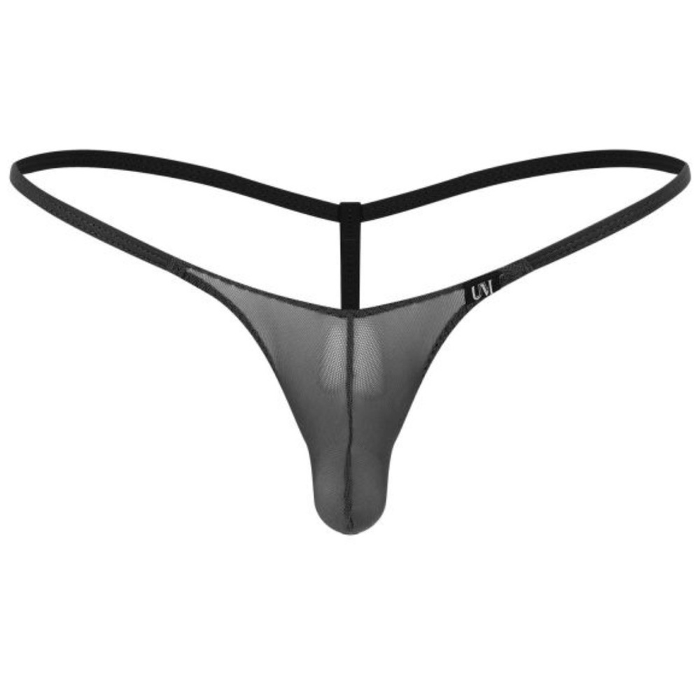 Men’s Black Sheer Thong